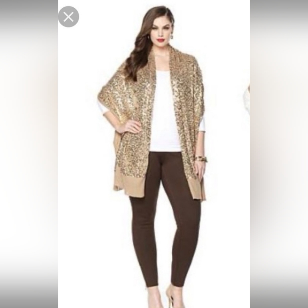 IMAN global chic sequined wrap in champagne/gold